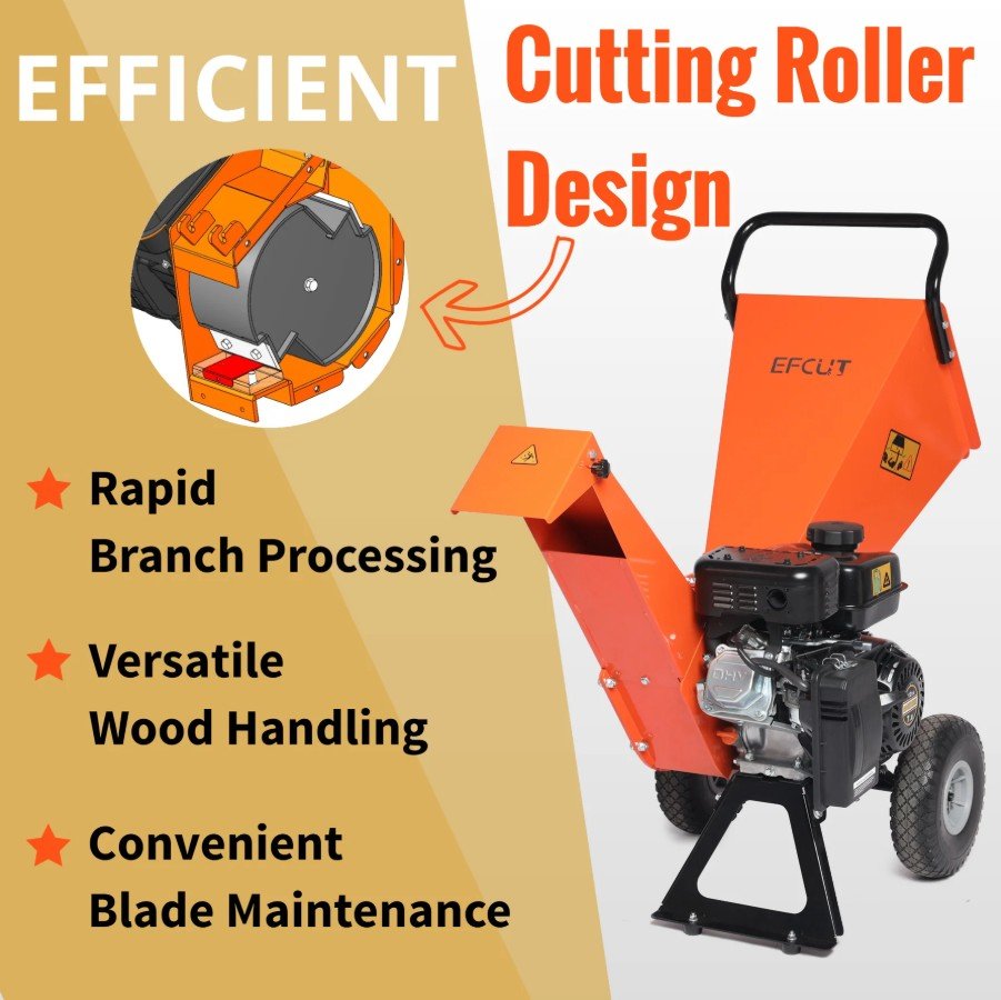 EFCUT R30 Wood Chipper 3" Shredder Mulcher 7HP 212cc Horizontal 4-stroke Gas-Powered Compact New