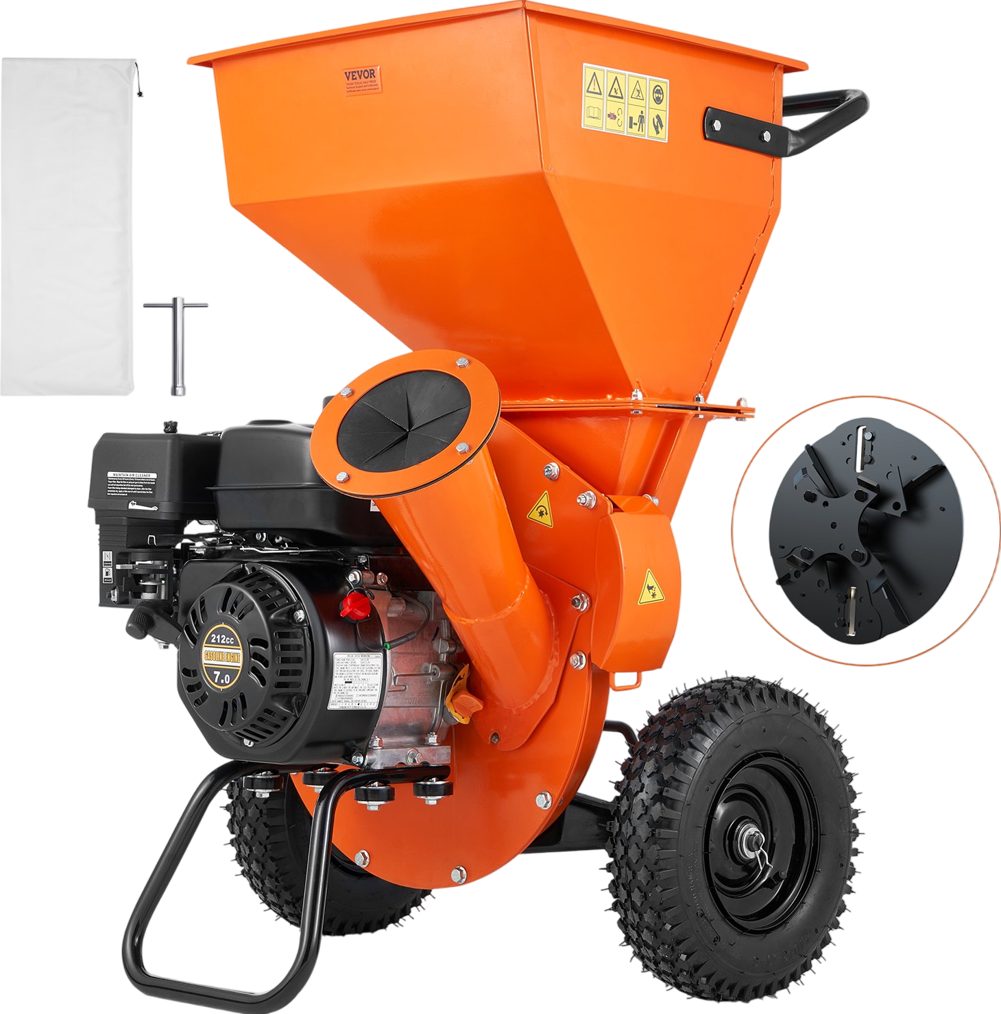 Vevor Wood Chipper Shredder Mulcher 3" Capacity 7HP Gas Powered 212cc New